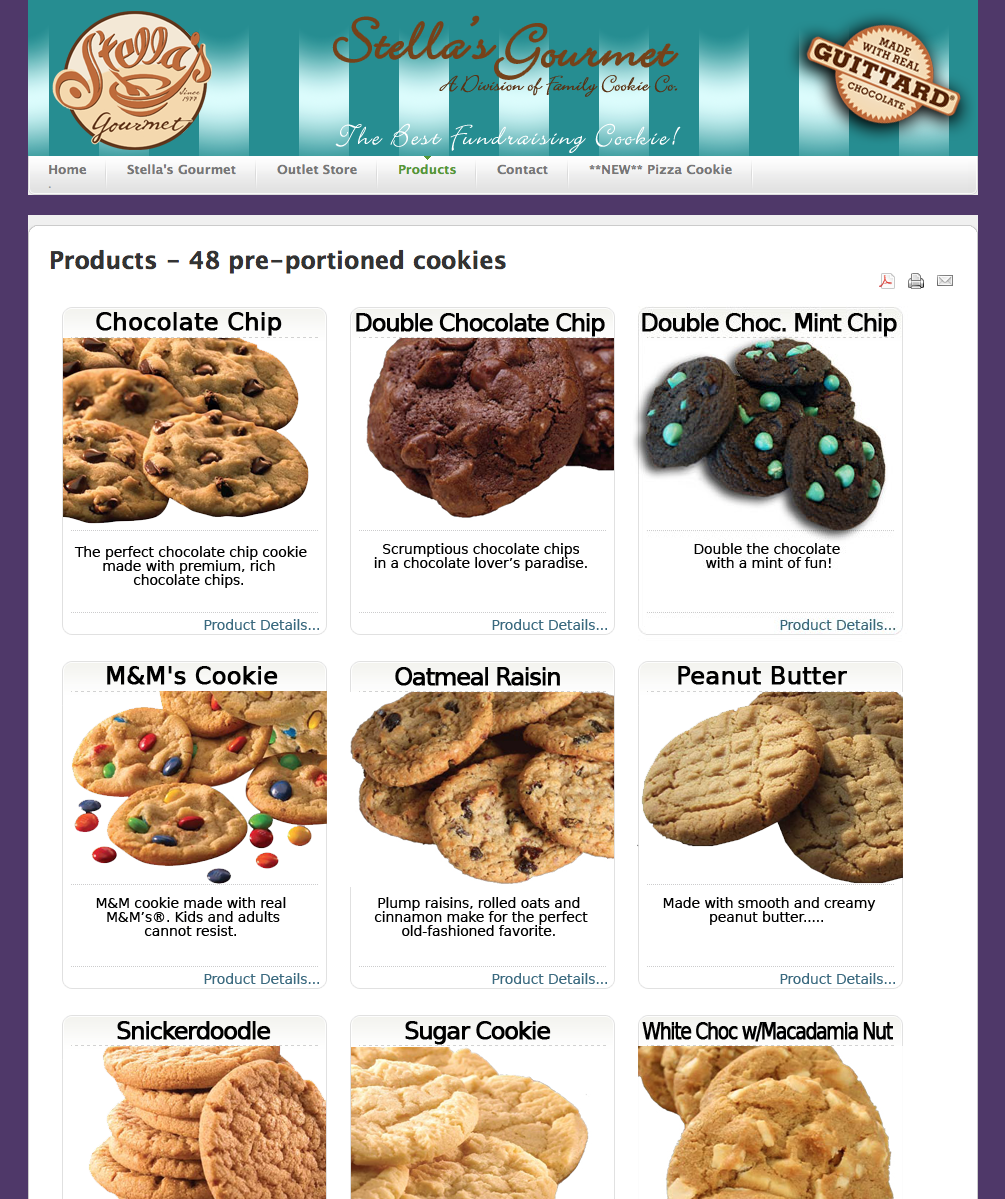 Stella's Gourmet cookie website design